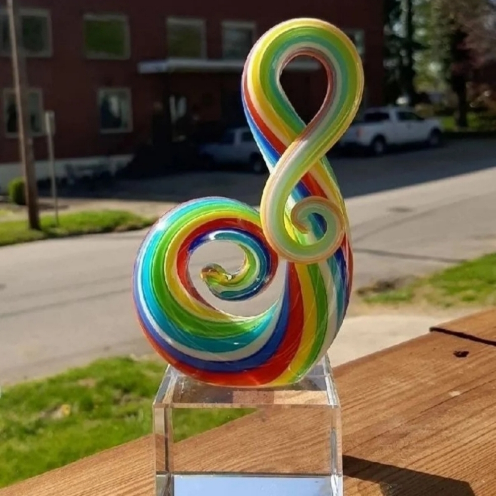 Treble Clef Music Hand Blown Glass Art NEW